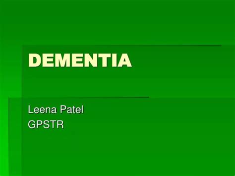 Ppt Dementia Powerpoint Presentation Free Download Id7000945