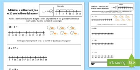 Addizioni E Sottrazioni Sulla Linea Dei Numeri Entro Il 20