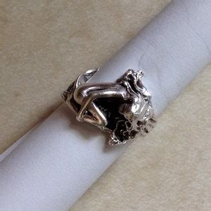Solid Sterling Silver Nude Mermaid Lady Woman Ring Unique Etsy