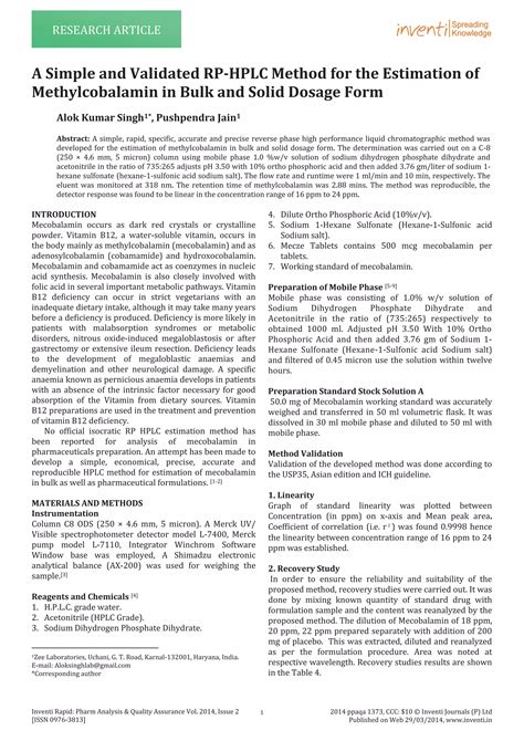 A Simple And Validated RP HPLC Method For The Estimation Of