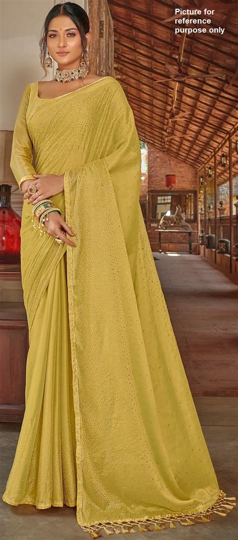 Fancy Crepe Saree Ynf Yellow Simply Sarees Melbourne