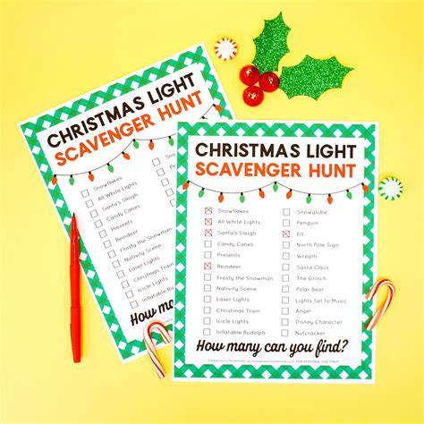 Christmas Light Scavenger Hunt Printable - Printable Free Templates