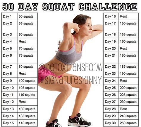 30 Day Squat Challenge With Printable