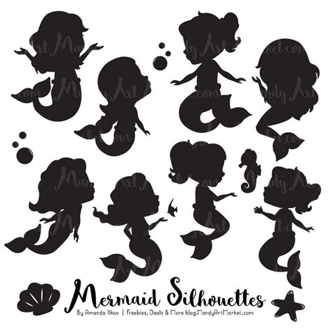 Cute Mermaid Silhouette Clipart Mermaid Silhouettes Clipart, Mermaid ...