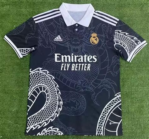 Real Madrid Black Dragon Polo Shirt Football Shirts Real