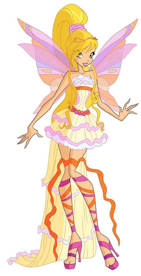 A Cartoon Fairy With Blonde Hair And Pink Shoes Holding Her Hands Out