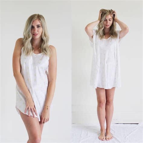 White Floral Lingerie Set Slip Dress Short Robe Two Piece Etsy