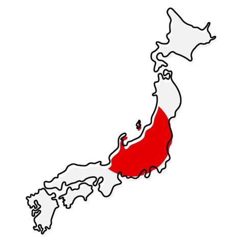 Mapa de contorno estilizado de japón con el icono de la bandera ...