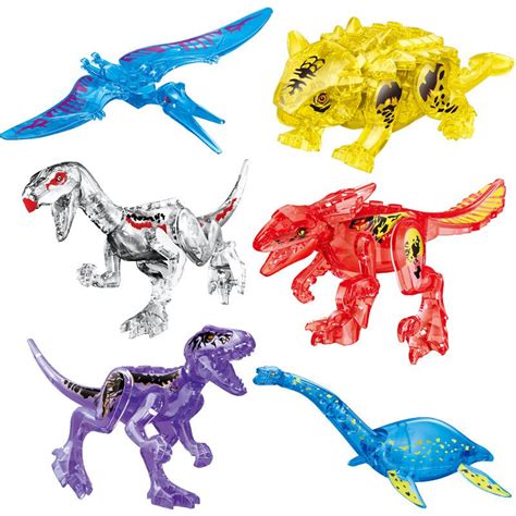 Crystal Indominus Rex Plesiosaur Minifigures Compatible Lego Colours Dinosaur Set