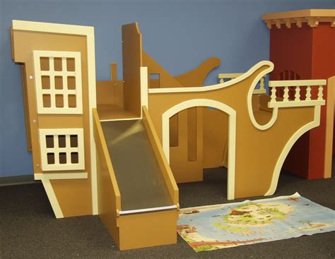 Pirate Ship Indoor Playhouse - Simple Playhouse with Slide and Stairs