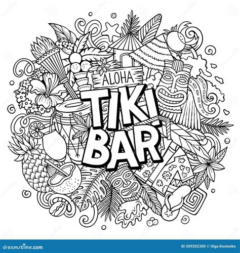 Tiki Bar Dessin La Main Dessin Anim Dessin Anim Illustration Dr Le