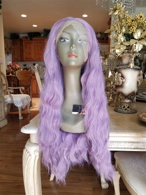 Lilaclight Purplecurlywavy Lace Front Wigwighuman Etsy