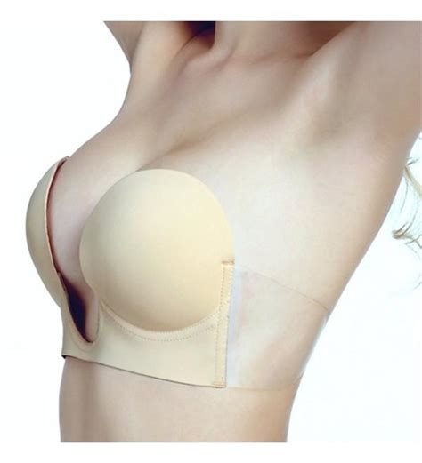 Adhesive Bra Invisible Push Up Backless Bras With Drawstring For Women U Plunge Nude Pack