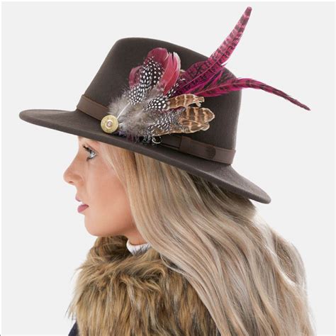 Miley Brown Fedora Hat With Feathers Grace And Dotty