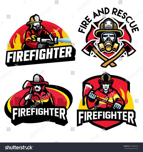 Various Fire Department Badge Collection Set Stock Vector (Royalty Free ...