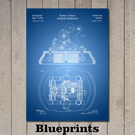 Edison Printing Telegraph Patent Print Art 1872 Etsy