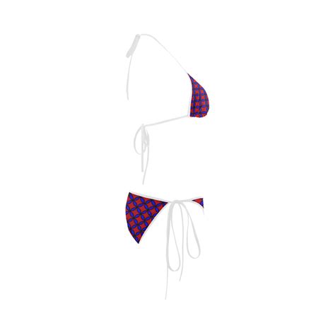 Round Tile Pattern Red Blue Custom Bikini Swimsuit ID D929257