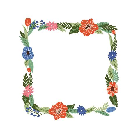 Vector square floral frame and border. Elegant decorative elements with ...