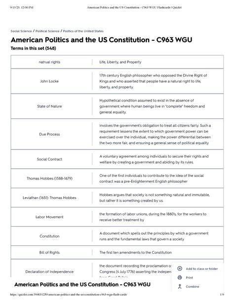 American Politics And The Us Constitution C Wgu Flashcards Quizlet