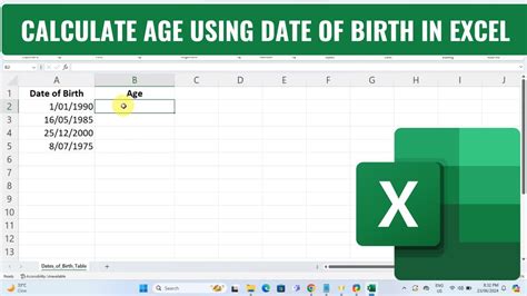 How To Calculate Age Using Date Of Birth In Excel Youtube