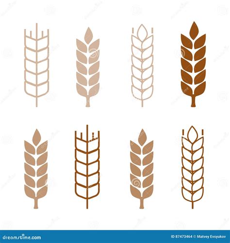 L Insieme Delle Icone Semplici Delle Orecchie Del Grano Ed Il Grano