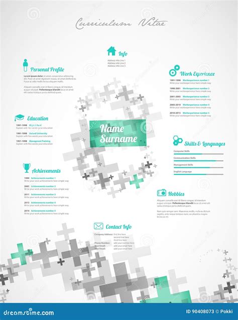 Creative Green Color Cv Resume Template Stock Vector Illustration