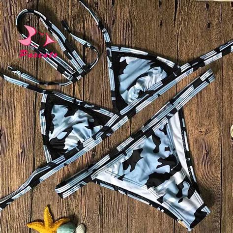 Pacento 2017 New Strappy Camouflage Bikini Brazilian Beach Micro