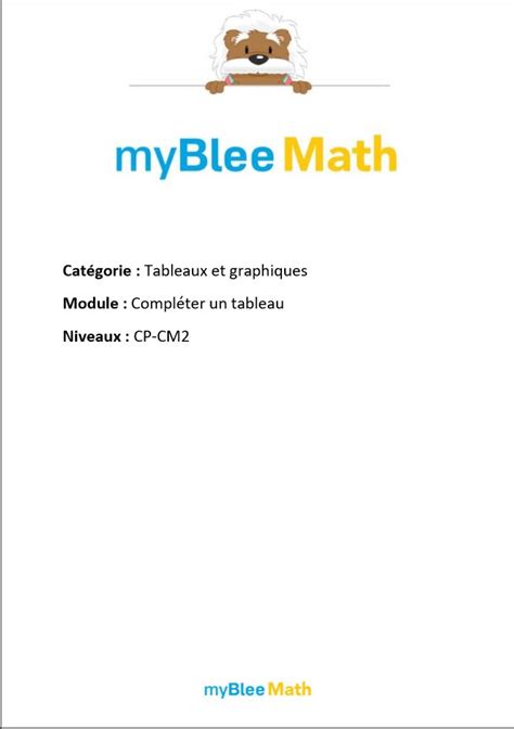 Tableaux Et Graphiques Compléter Un Tableau Cp Cm2 Par Myblee Math Jenseignefr