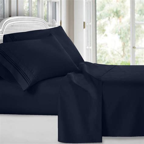 Buy Clara Clark 1800 Premier Series 4pc Bed Sheet Set Queen Navy Blue Online At Low Prices