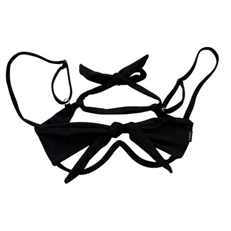 Midnight Black Peek A Boo Underwire Bikini Top Micro Gigi
