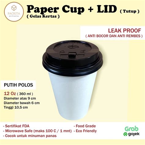 Jual Paper Hot Cold Cup Oz Ml Lid Tutup Cup Pcs