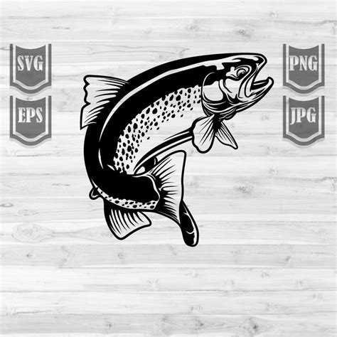 Trout Fish Svg File Fishing Svg Lake Fishing Svg Etsy