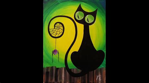 Spooky The Cat Step By Step Acrylic Painting On Canvas For Beginners Youtube