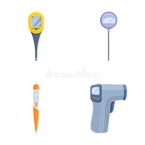 Electronic Thermometer Icons Set Cartoon Vector Various Type Of Thermometer Stock Vector