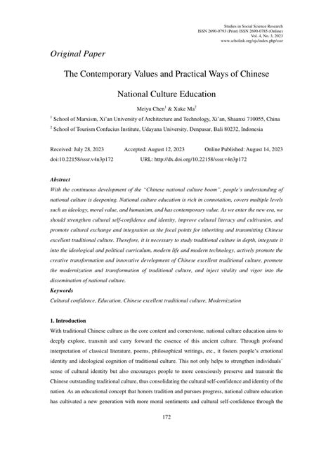 (PDF) The Contemporary Values and Practical Ways of Chinese National ...