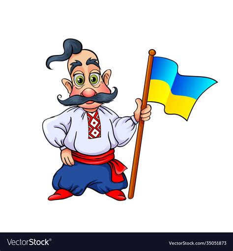 Cossack With Ukrainian Flag Royalty Free Vector Image