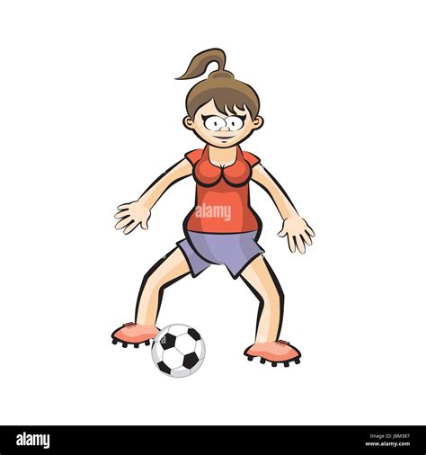 Cartoon female soccer player kicking hi-res stock photography and ...