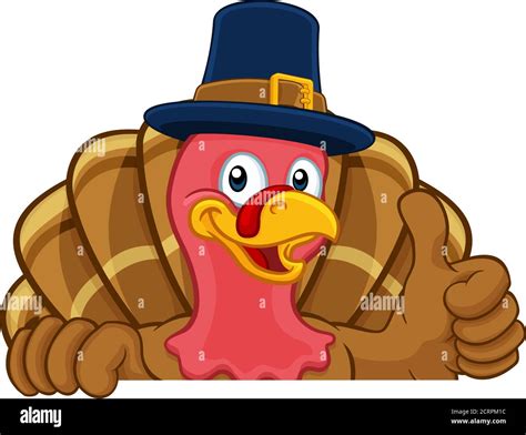 Turkey Pilgrim Hat Thanksgiving Cartoon Character Stock Vector Image