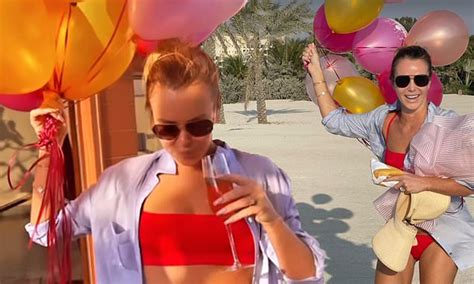 Amanda Holden Wows In A Racy Red Bikini As She Celebrates Her St Birthday Daily Mail Online