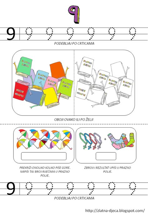 Zlatna Djeca Učimo Brojeve Od 1 Do 10 Vježbenica