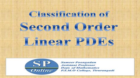 S3 M Sc PDE Lecture 19 Second Order Linear PDE Classification YouTube