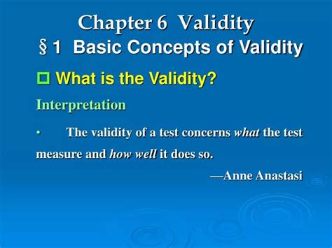 Ppt Chapter Validity Basic Concepts Of Validity Powerpoint