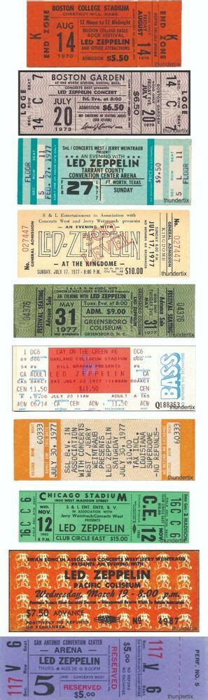 Led Zeppelin Unused Full Concert Tickets Led Zeppelin Set