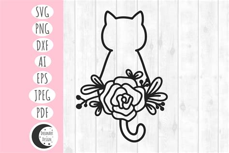 Floral Cat SVG, Cat Outline Svg, Cat Graphic by DreanArtDesign ...