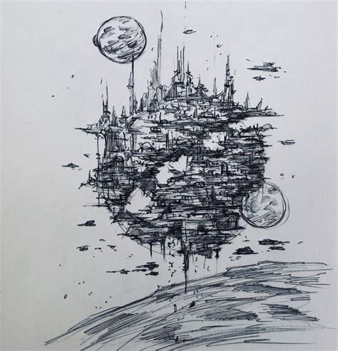 Pinterest | Planet drawing, City drawing, Fantasy concept art