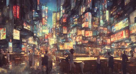 Bar In Shinjuku Anime Concept Art By Makoto Shinkai Stable Diffusion