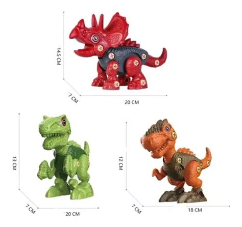 Dinossauro Monta Desmonta Brinquedo Chave Didático Educativo R 48 em