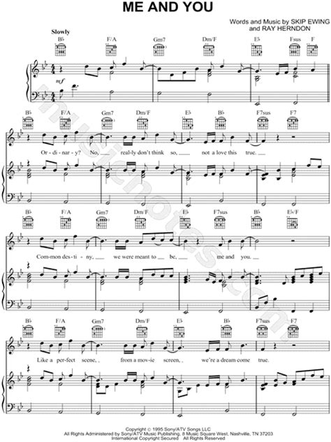 Kenny Chesney Me And You Sheet Music In Bb Major Transposable