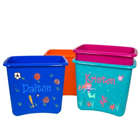 Childs Wastebasket Hand Painted Personalized Waste Basket Kids Etsy