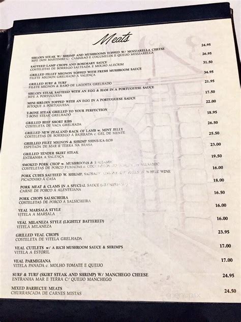 Menu Of Valenca Restaurant In Elizabeth Nj 07201